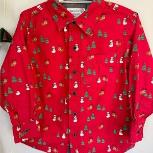 🎄❄️ Kids Holiday Button-Down Shirt 4T | Free Planet 🤍✨